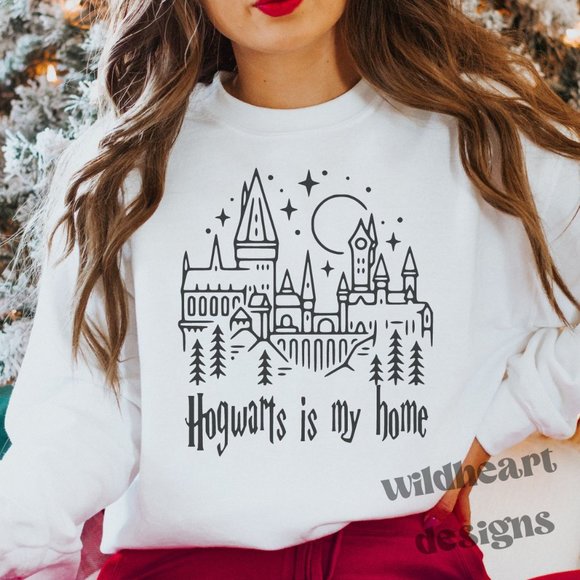 Tops - Hogwarts Is My Home Sweatshirt, Harry Potter Inspired Sweatshirt
